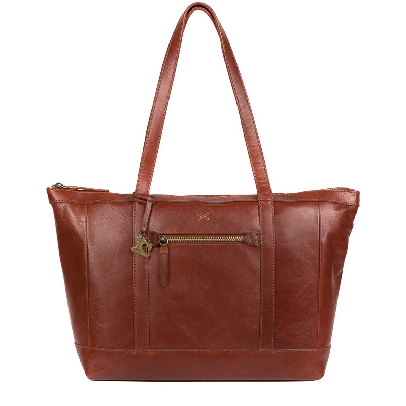 'Ellis' Whiskey Leather Tote Bag