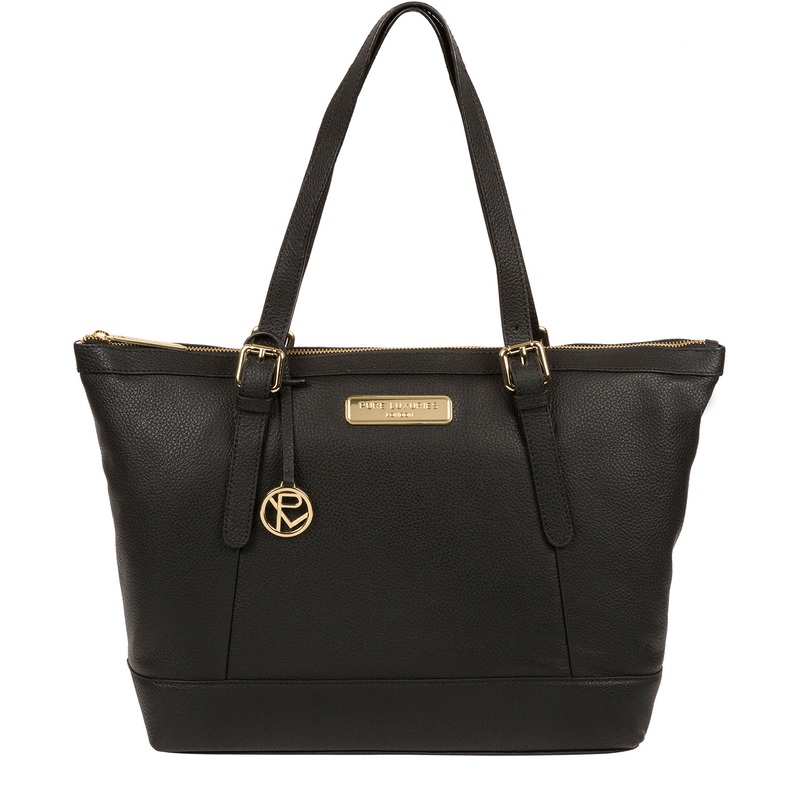 'Emily' Black Leather Tote Bag