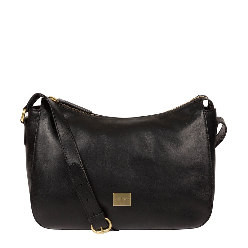 'Enna' Italian-Inspired Black Leather Bag