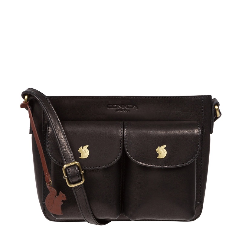 'Eski' Black Leather Cross Body Bag