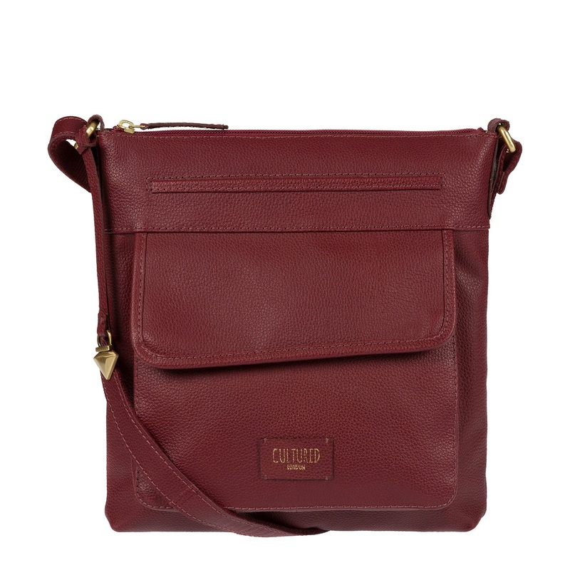 'Etta' Ruby Red Real Leather Cross-Body Bag