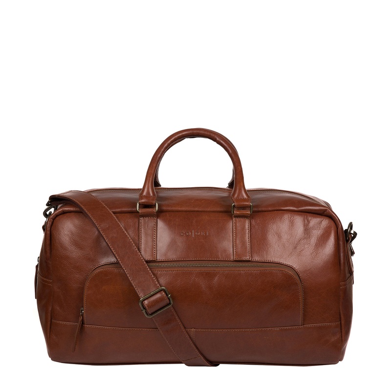 'Giambino' Italian-Inspired Umber Brown Leather Holdall