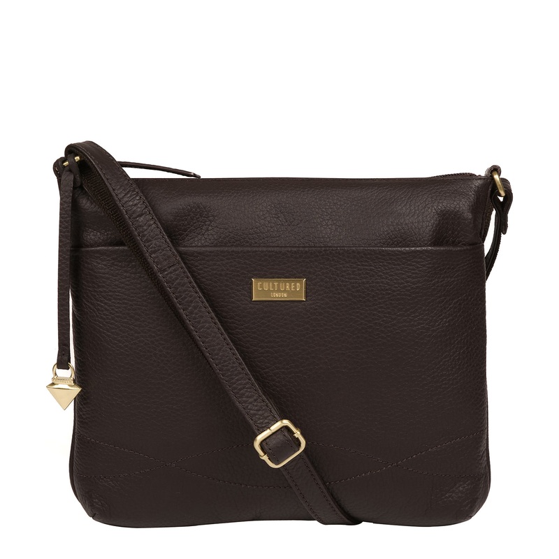 'Gianna' Dark Chocolate Leather Cross Body Bag