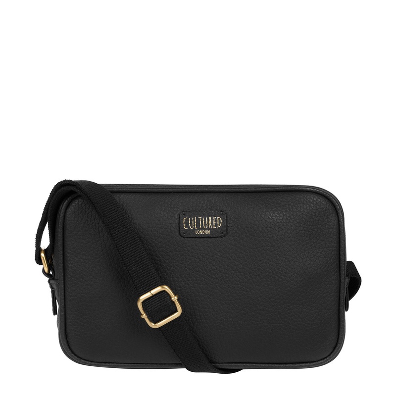 'Giulia' Black Leather Small Cross Body Bag