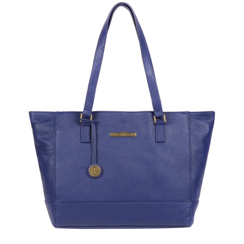'Goldie' Navy Leather Tote Bag