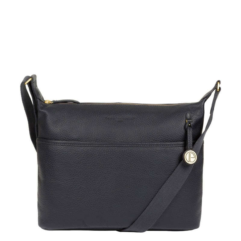 'Helmsley' Navy Leather Shoulder Bag