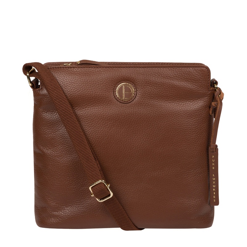 'Holly' Dark Tan Leather Cross Body Bag