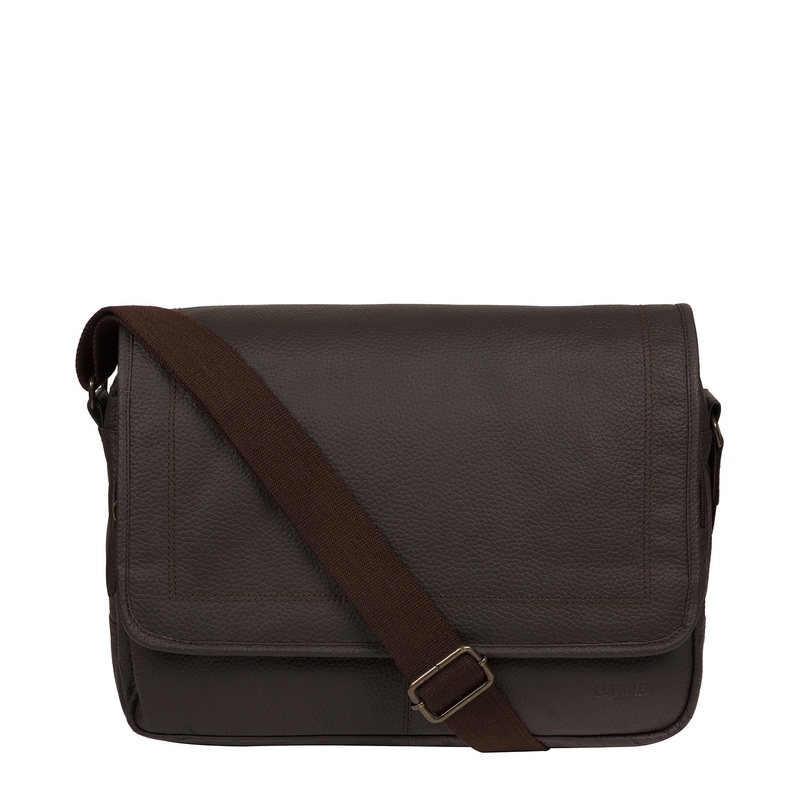 'Impact' Brown Leather Messenger Bag