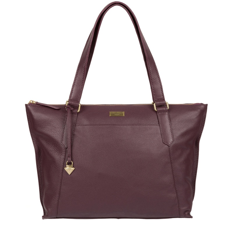 'Isabella' Fig Leather Tote Bag