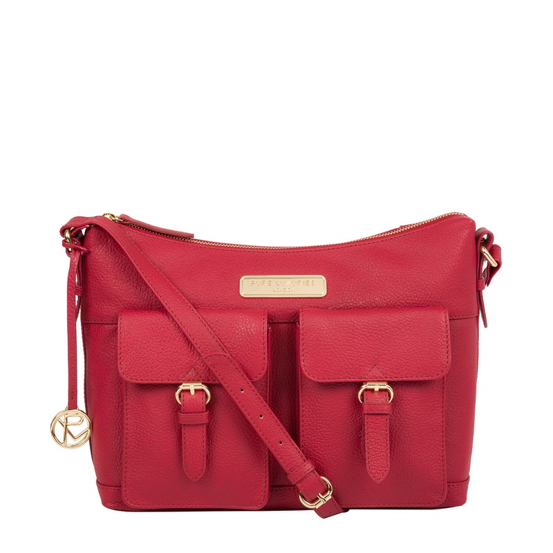 'Jenna' Berry Red Leather Shoulder Bag