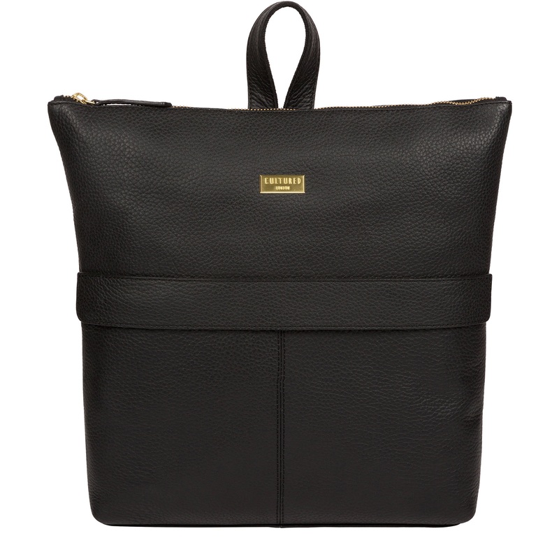 'Josie' Black Leather Backpack