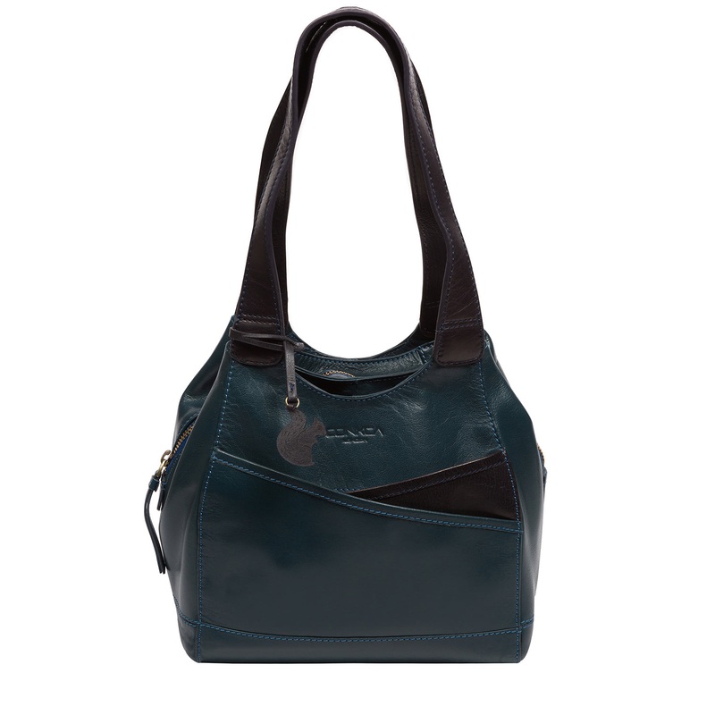 'Juliet' Snorkel Blue & Navy Leather Handbag