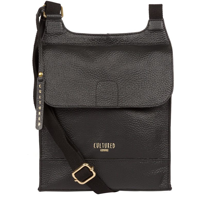 'Karina' Black Leather Cross Body Bag