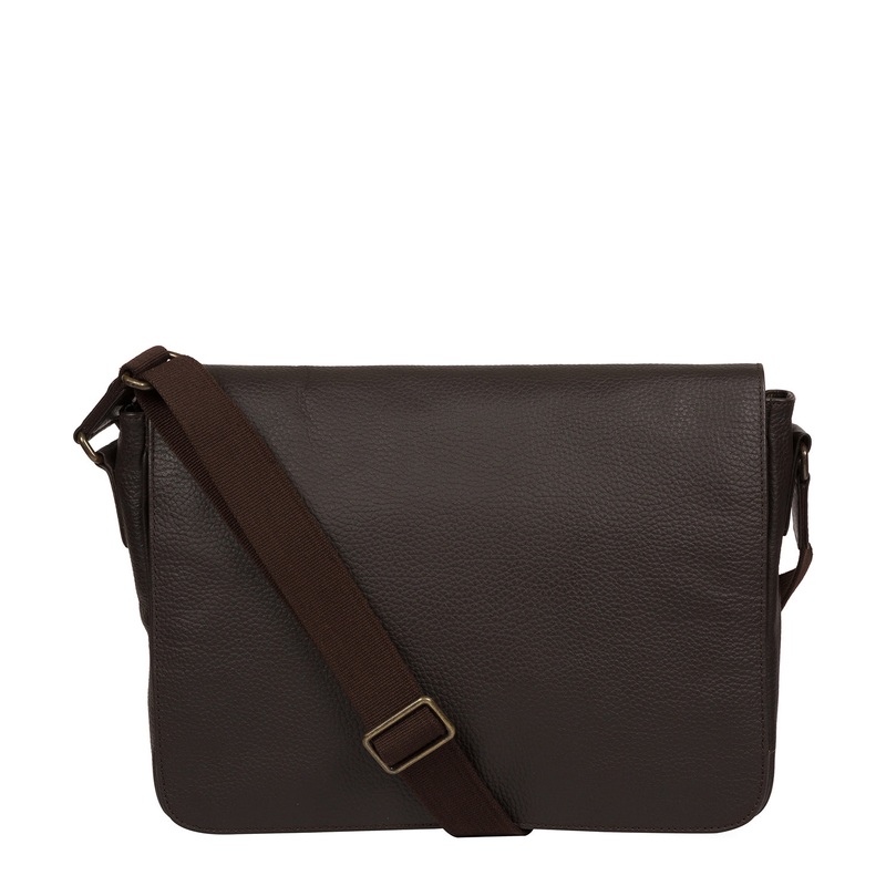 'Keats' Brown Leather Messenger Bag