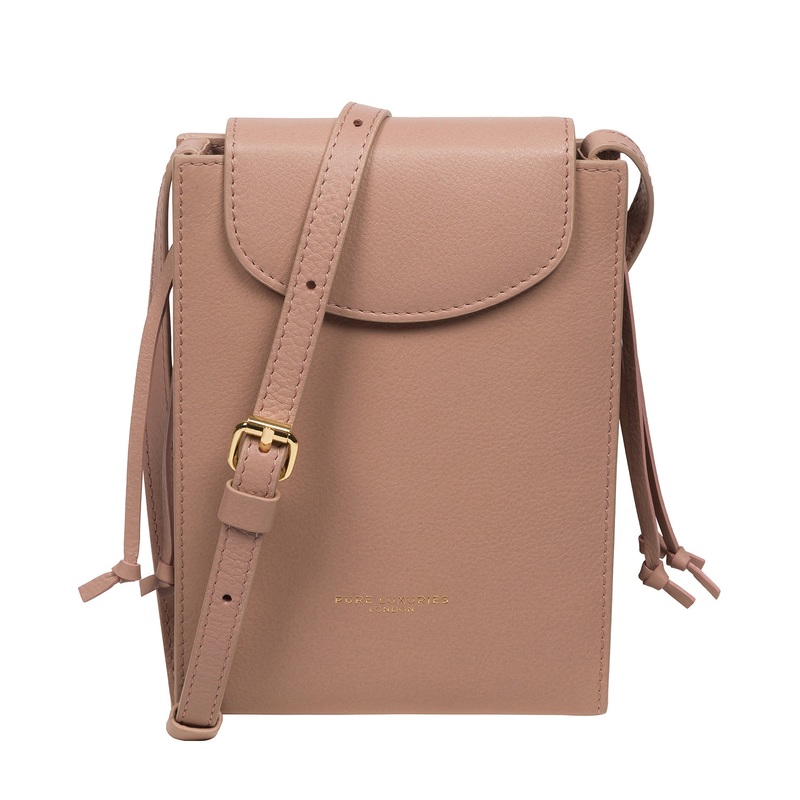 'Kiana' Blush Pink Nappa Leather Cross Body Phone Bag
