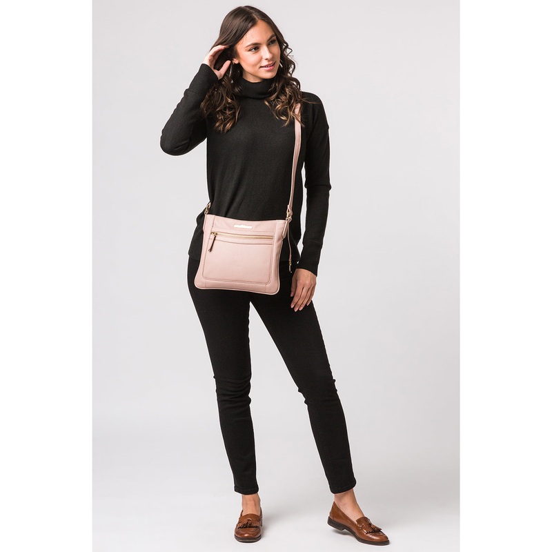 'Lewes' Blush Pink Leather Cross Body Bag