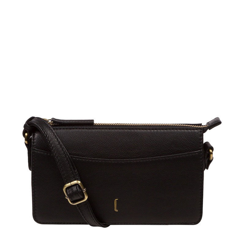 'Lily' Black Leather Cross Body Phone Bag