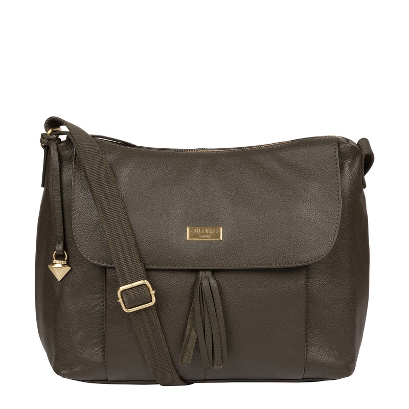 'Lily' Olive Leather Cross Body Bag