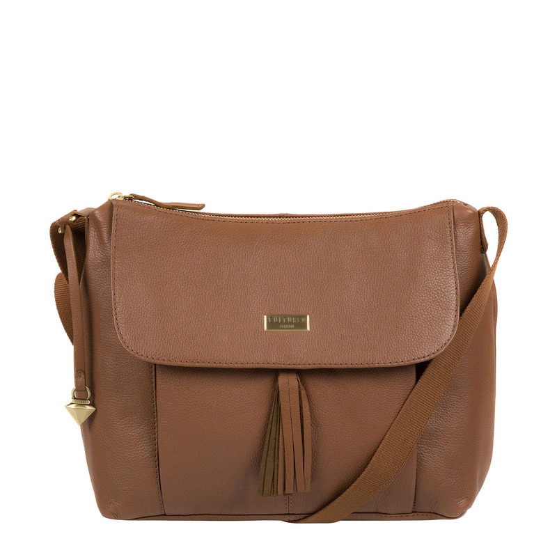 'Lily' Tan Leather Cross Body Bag