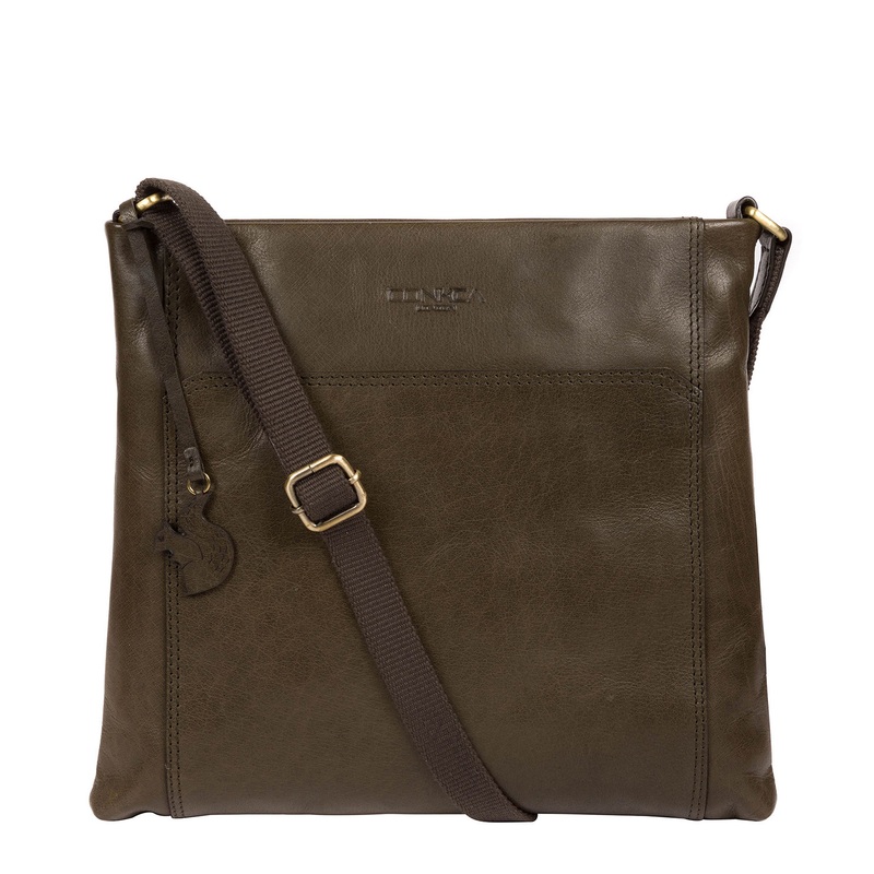'Lina' Olive Leather Cross Body Bag