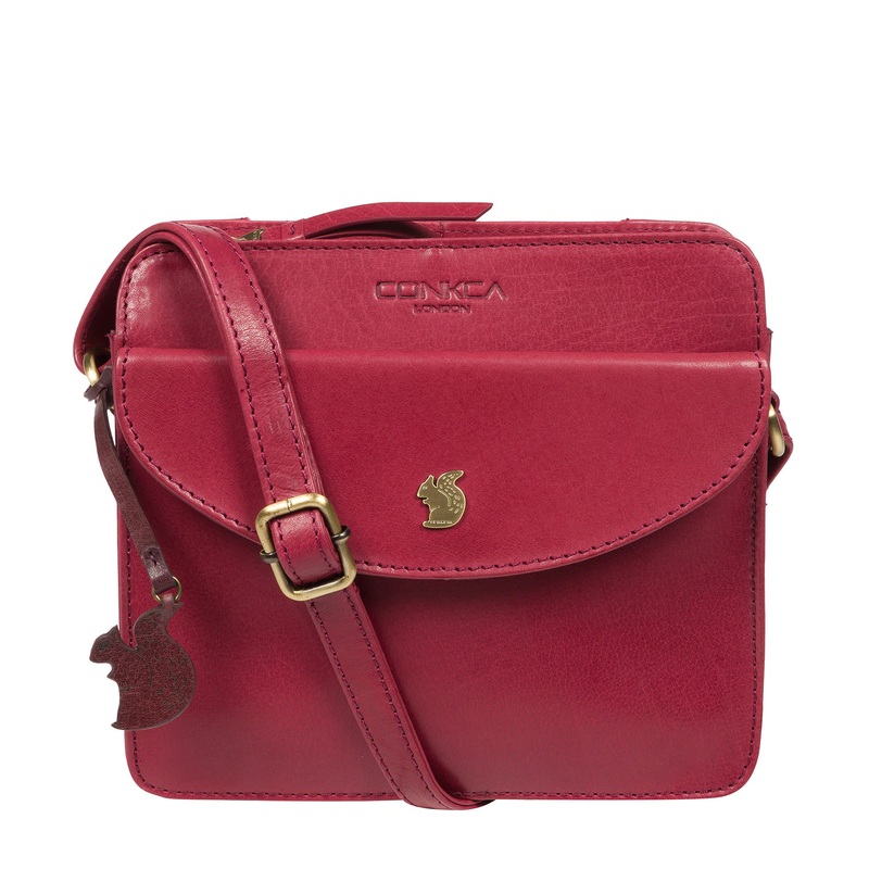'Magda' Orchid Leather Cross Body Bag