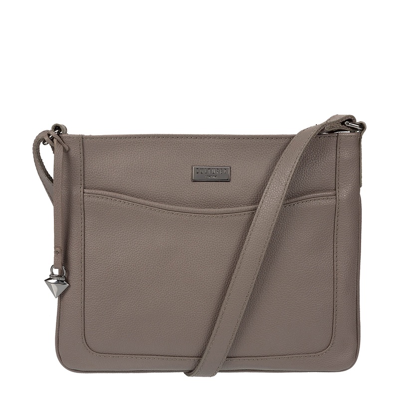 'Margo' Grey Leather Cross-Body Bag