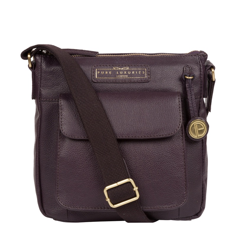 'Mayfield' Plum Leather Cross Body Bag