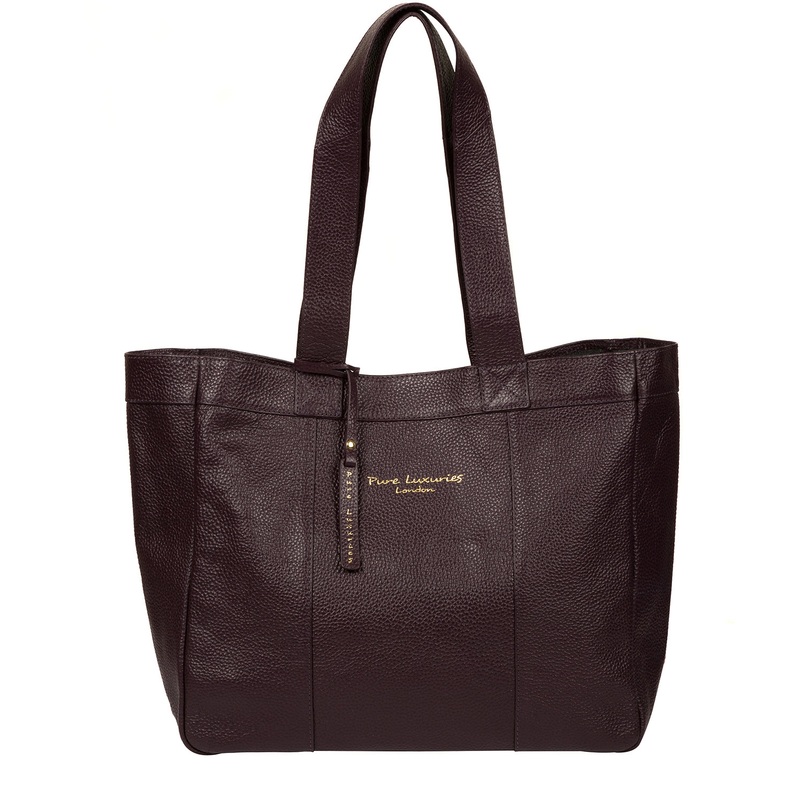 'Melissa' Plum Leather Tote Bag