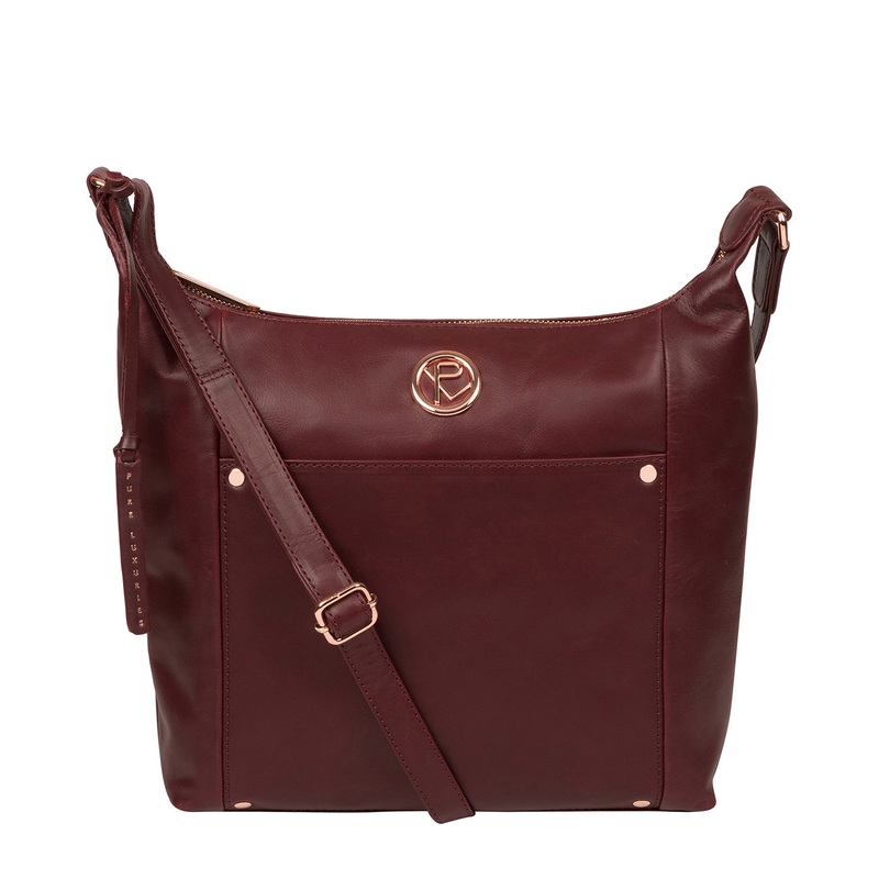 'Miro' Burgundy Leather Shoulder Bag