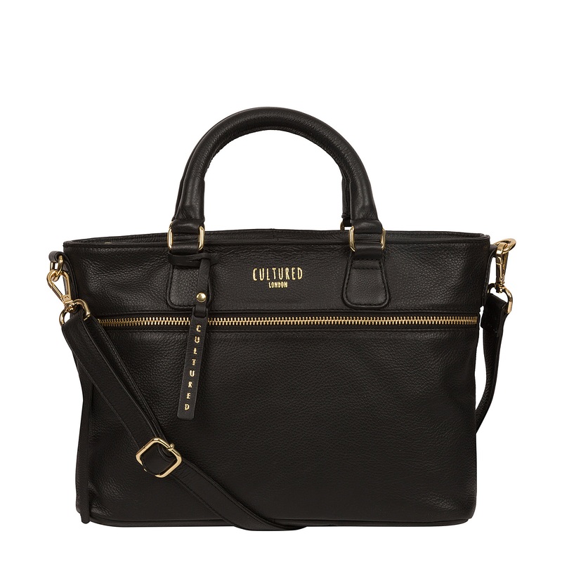 'Mitcham' Black Leather Grab Bag