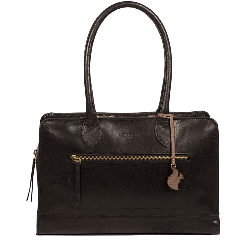 'Mona' Black Leather Handbag
