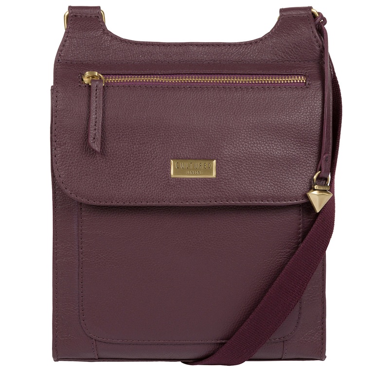 'Morgan' Fig Leather Cross Body Bag