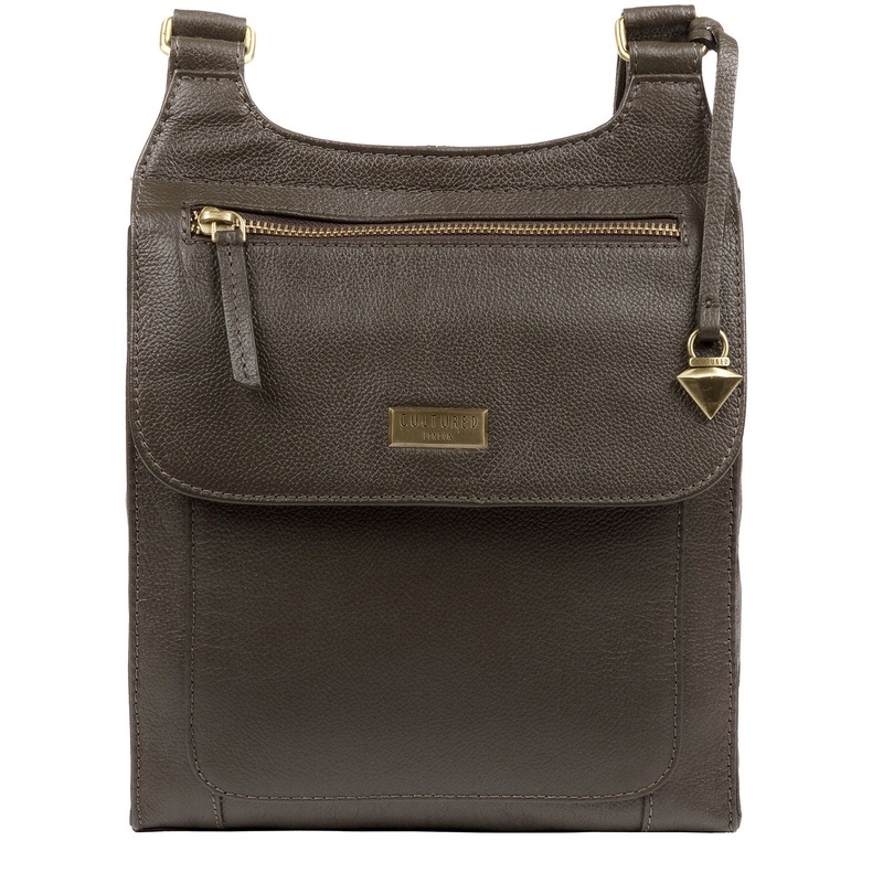 'Morgan' Olive Leather Cross Body Bag