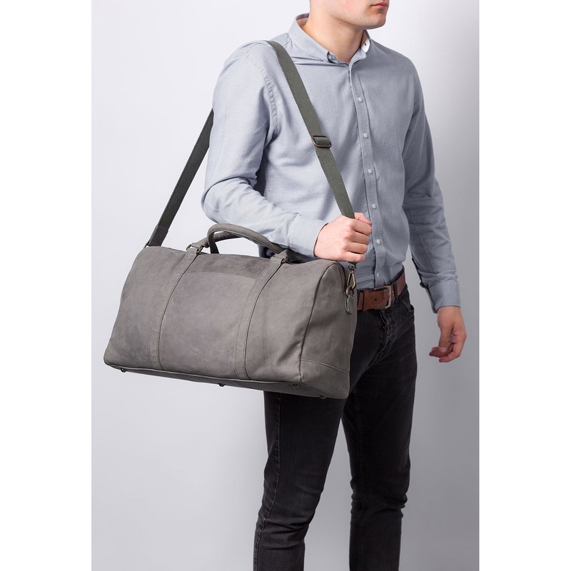 'Orton' Vintage Grey Leather Holdall