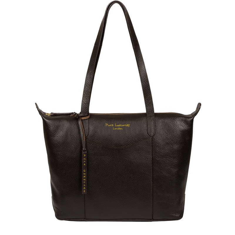 'Oval' Dark Brown Leather Tote Bag