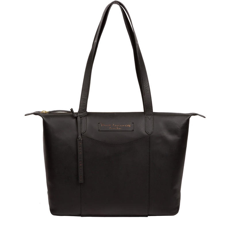 'Oval' Liquorice Leather Tote Bag