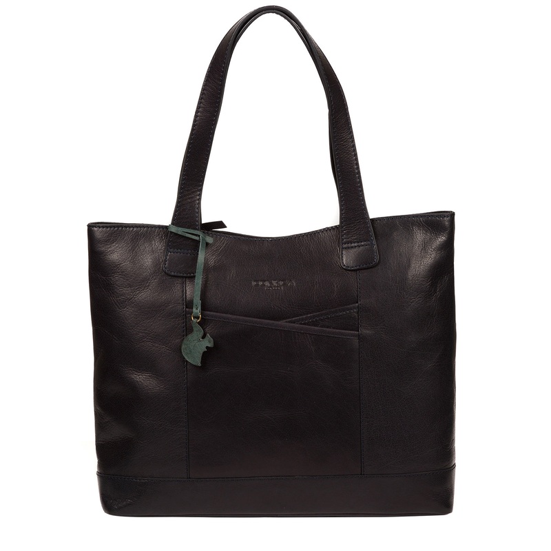 'Patience' Navy Leather Tote Bag