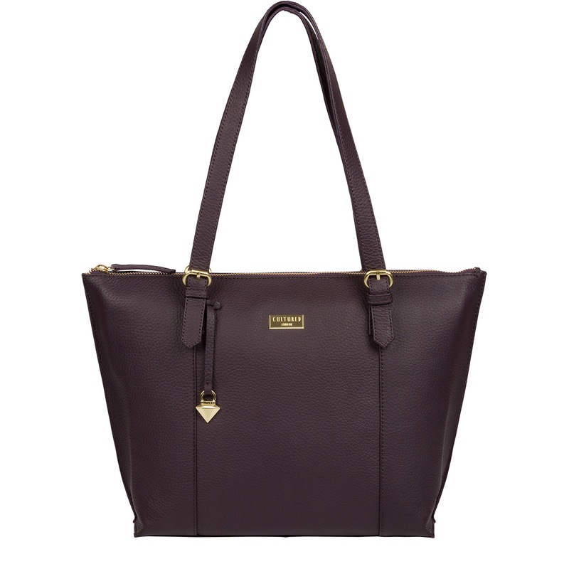'Pippa' Fig Leather Tote Bag