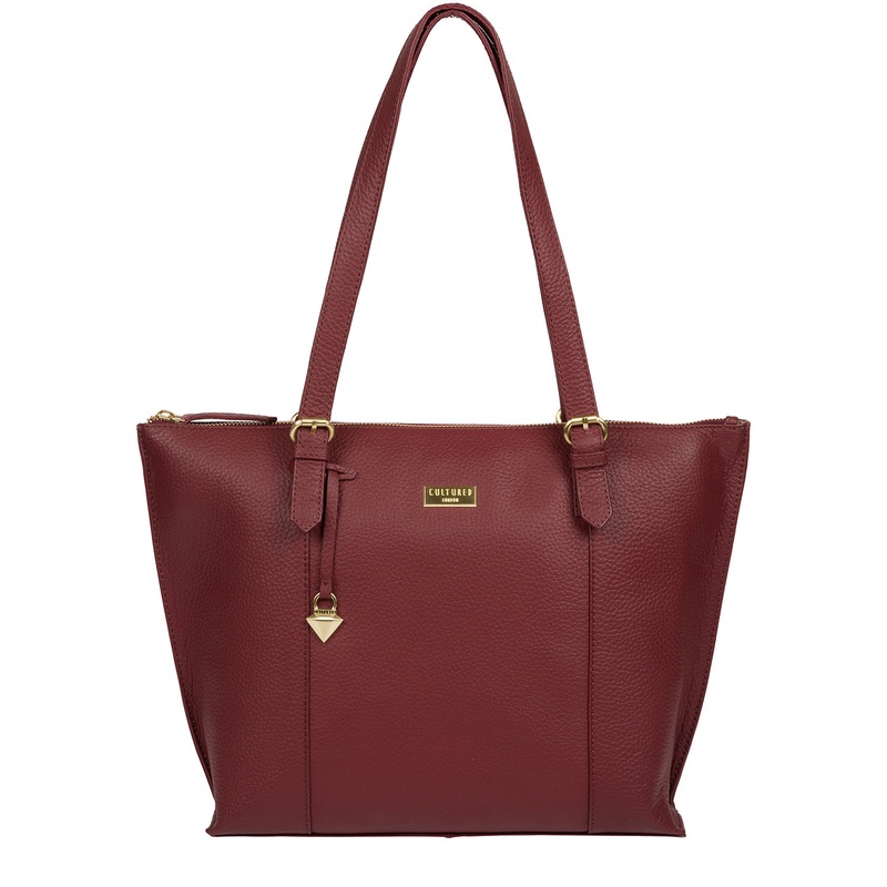 'Pippa' Ruby Red Leather Tote Bag