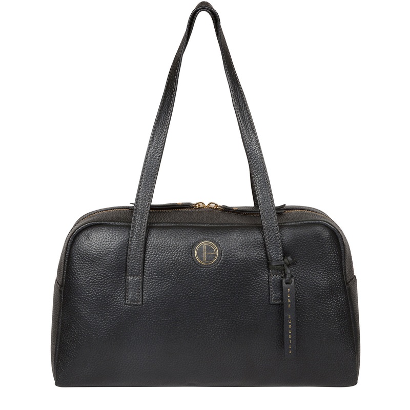 'Pitunia' Metallic Blue Steel Leather Handbag