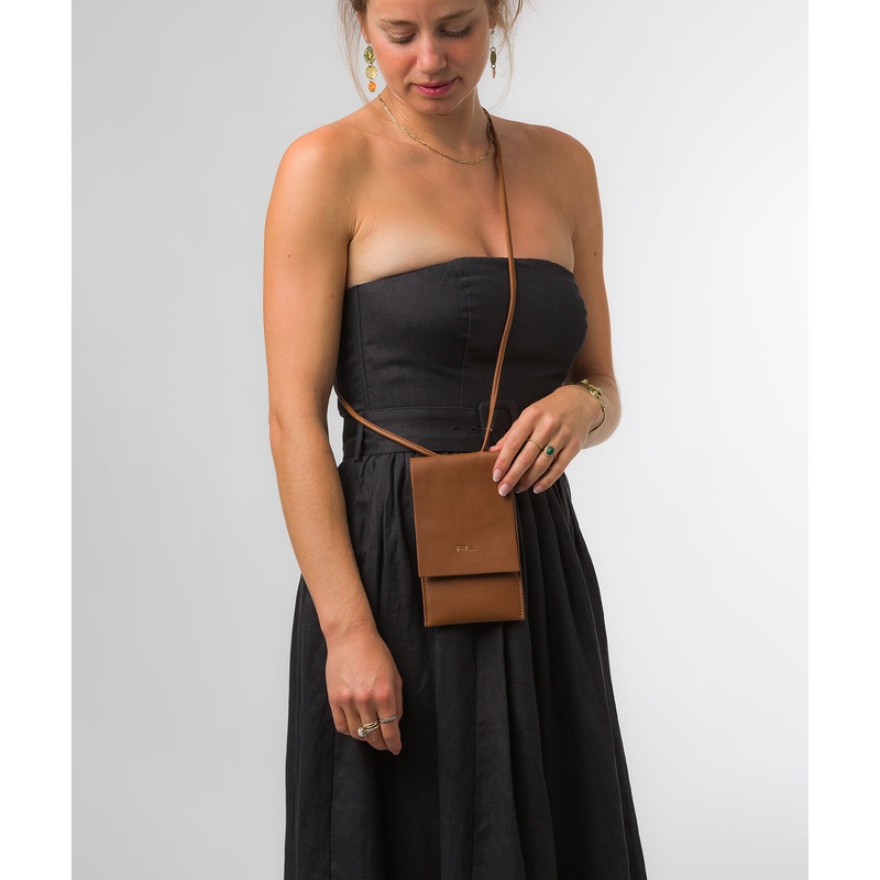 'Rina' Oak Nappa Leather Cross Body Phone Bag