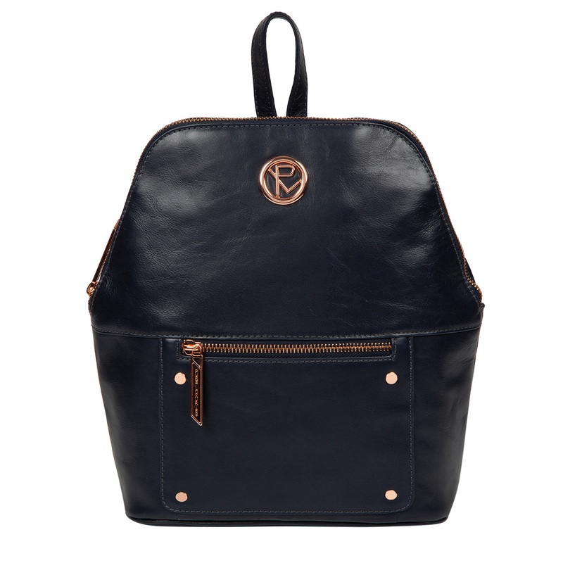 'Rubens' Navy Leather Backpack