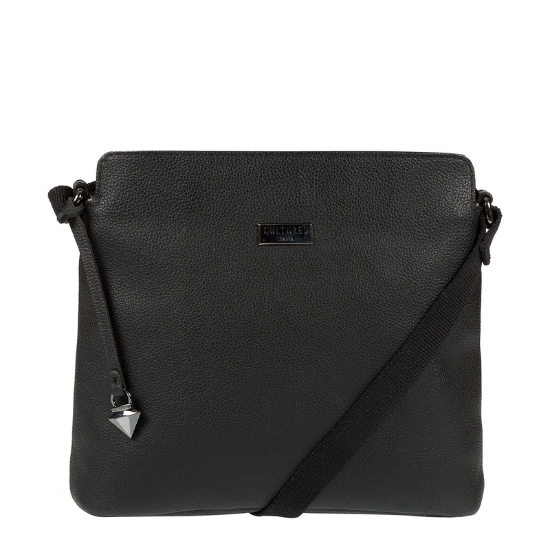 'Solair' Black Leather Cross-Body Bag