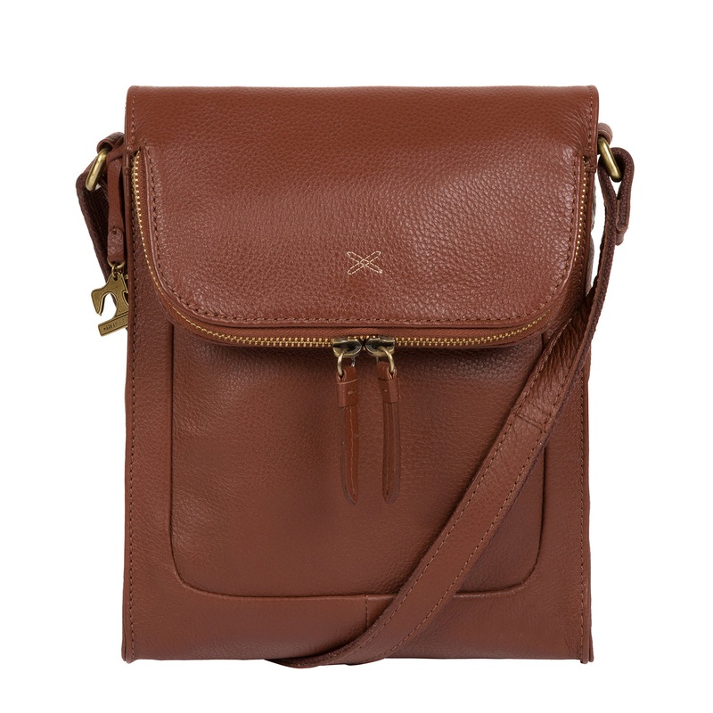 'Sophia' Cognac Leather Cross Body Bag