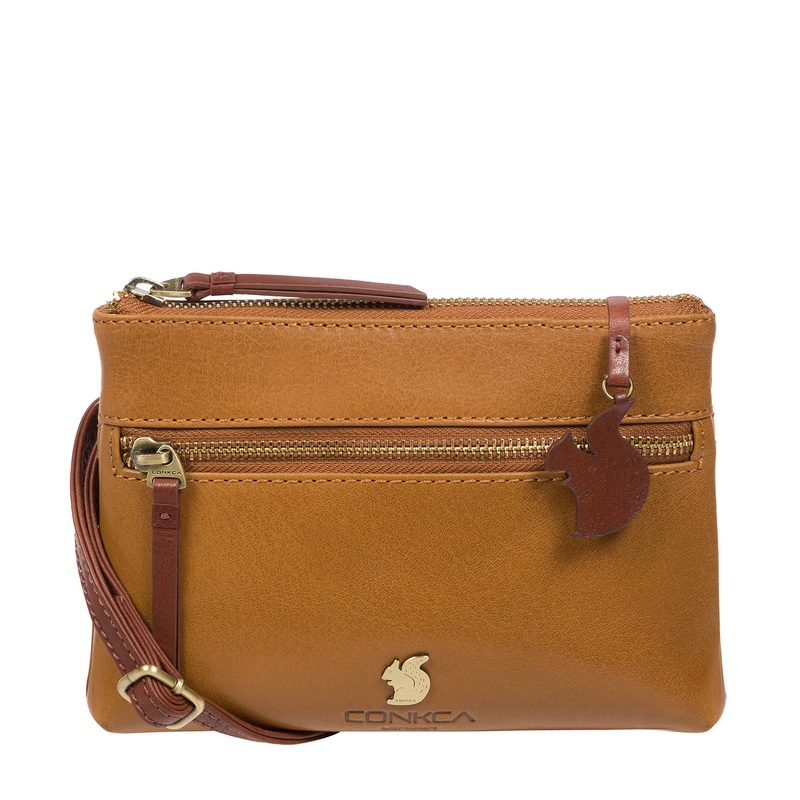 'Sweetie' Dark Tan & Conker Brown Leather Cross Body Bag