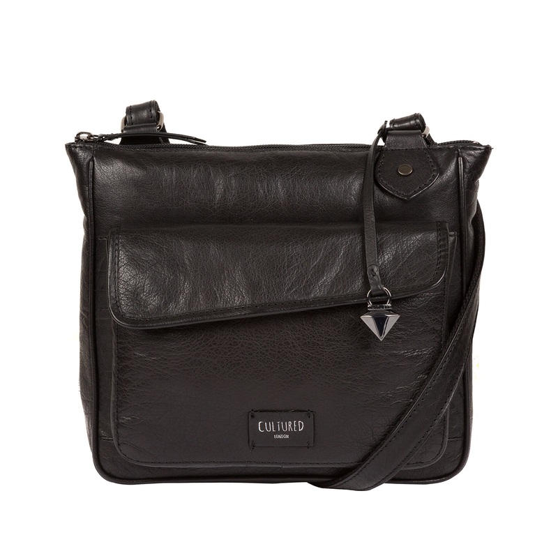 'Talaton' Black Leather Cross Body Bag