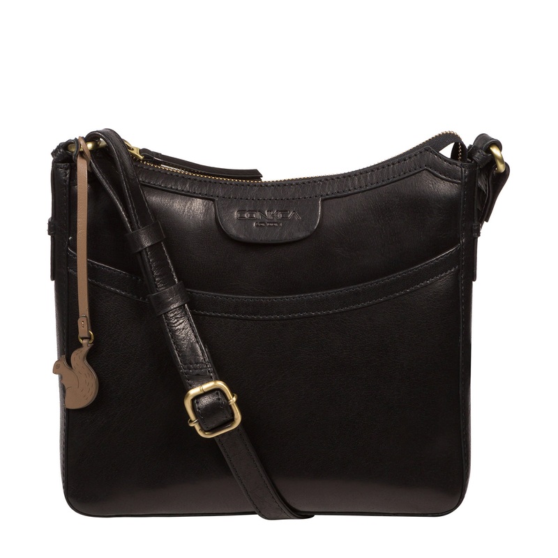 'Tamara' Black Leather Cross Body Bag