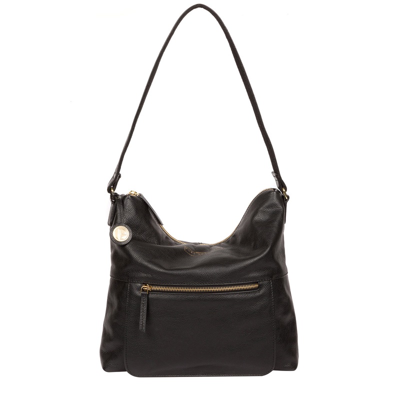 'Tenley' Black Leather Shoulder Bag