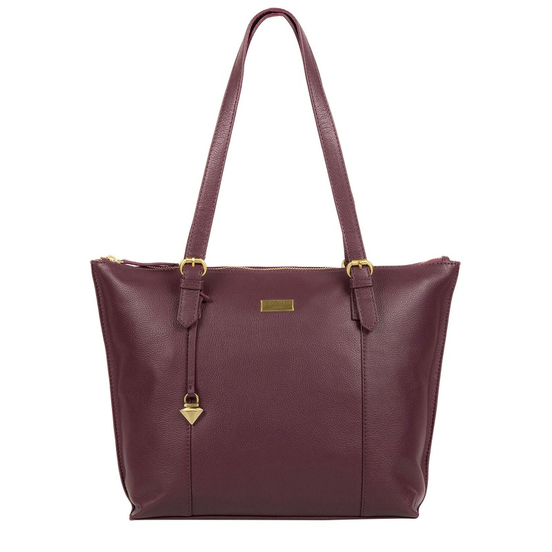 'Trinity' Fig Leather Tote Bag