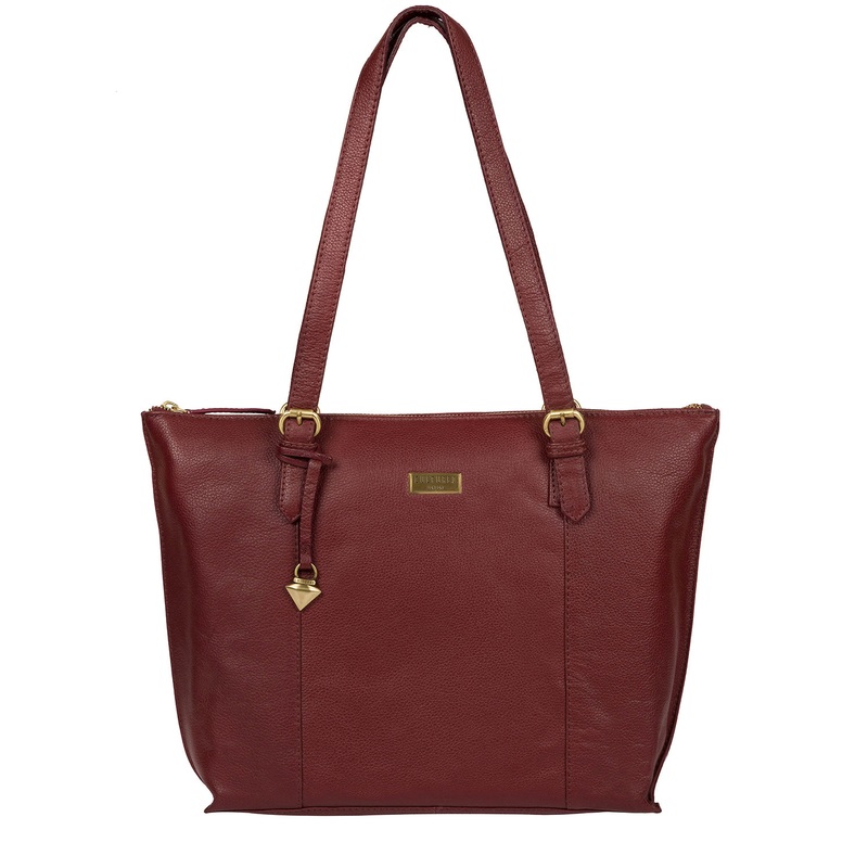 'Trinity' Ruby Red Leather Tote Bag
